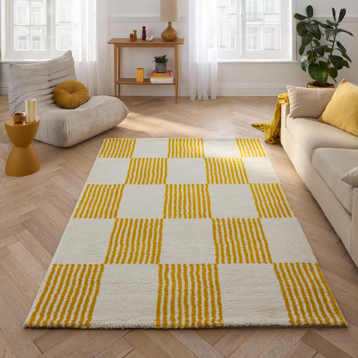 TEPPICH vintage mit blumenmuster gelb Groovy 200x280 cm - Gelb, Textil (200/280cm) - Nazar Rugs