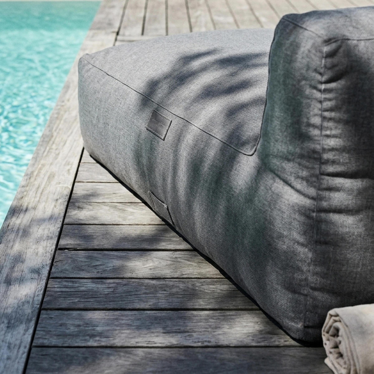 CHAISELONGUE, Grau - Grau, Textil - Oviala