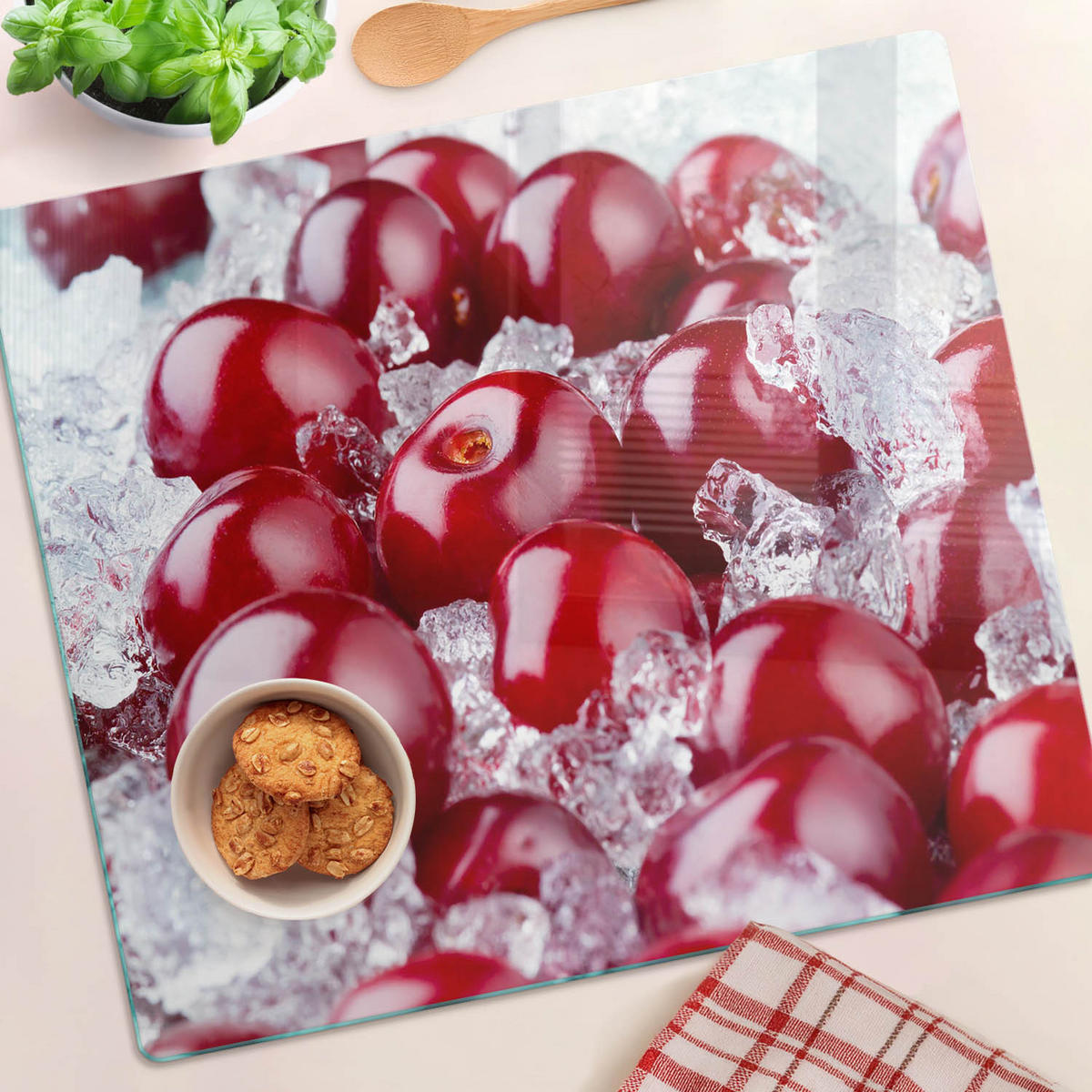GLASPLATTE 60x52 cm Kirscheis - Rot, Glas (60/0.4/52cm) - TULUP