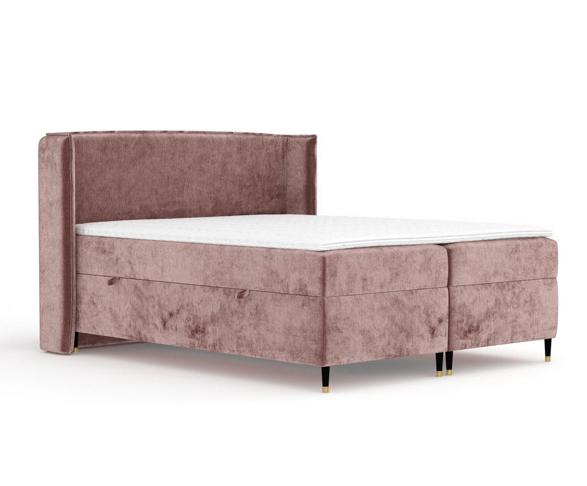 BOXSPRINGBETT Segni Rosa 140/200 cm mit Matratze und Topper - Pink/Schwarz, Holz/Holzwerkstoff (140/200cm) - Maison de Reve