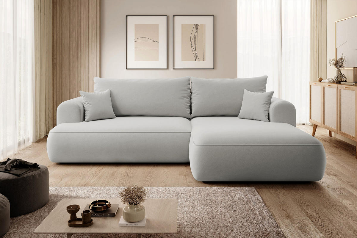 ECKSOFA Ovo Grau Velours - Schwarz/Grau, Kunststoff/Textil (260/165cm) - Selsey