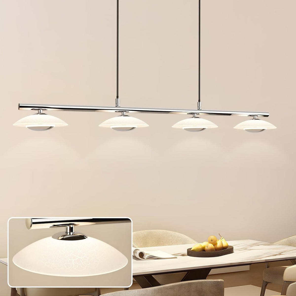 HÄNGELEUCHTE Zorvq 94/16/133 cm - Chromfarben, Glas/Metall (94/16/133cm) - ZMH