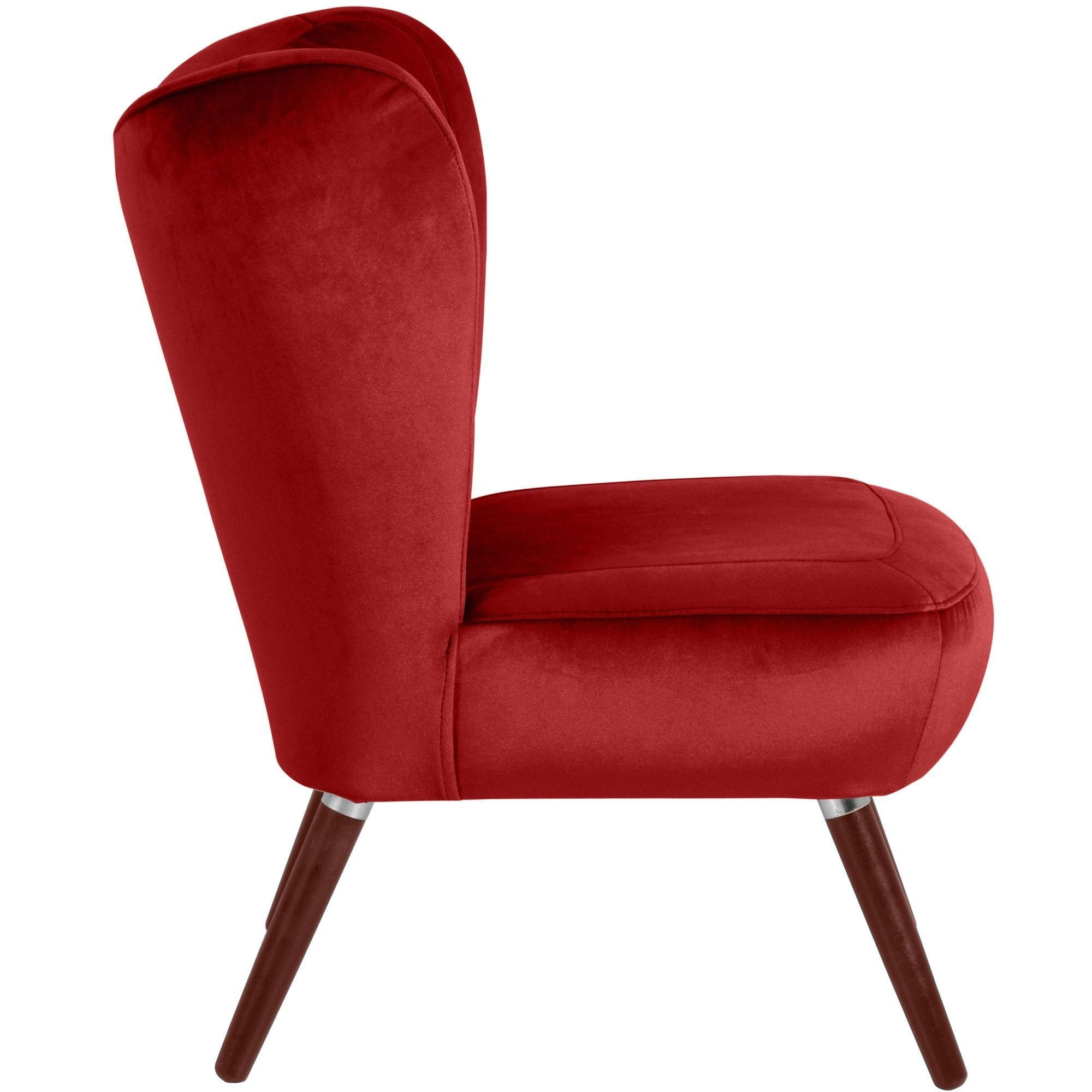 SESSEL Kathy Bezug Samtvelours Buche nussbaum dunkel / ziegel - Rot, Kunststoff (70/86/69cm) - 58aufmkessel