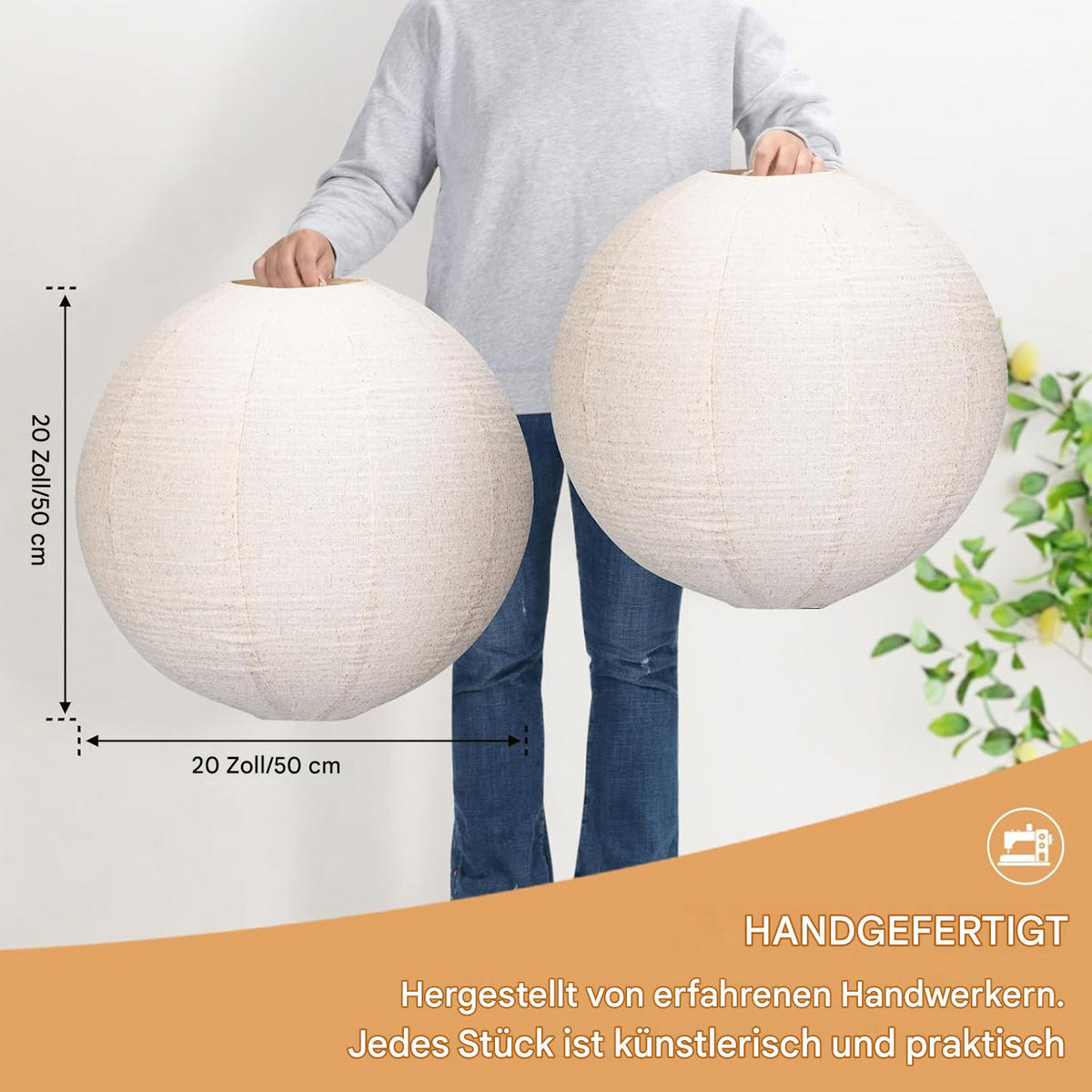 LAMPENSCHIRM Leinen 50/50/25cm - Weiß, Naturmaterialien (50/50/25cm) - Weltevree
