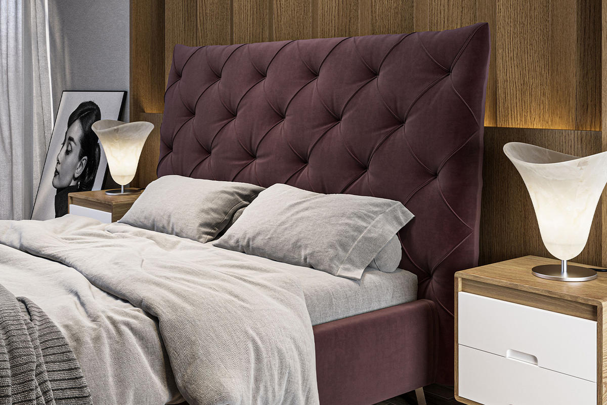 POLSTERBETT ANNY Violett Massivholz - Violett, Textil (180/200cm) - KAWOLA