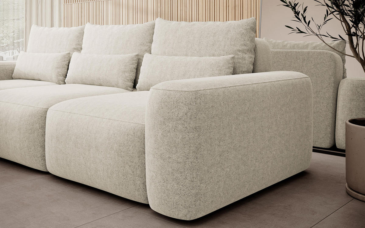 ECKSOFA Carnos Chenille-Bezug in Creme - Creme, Textil (264/162cm) - Selsey