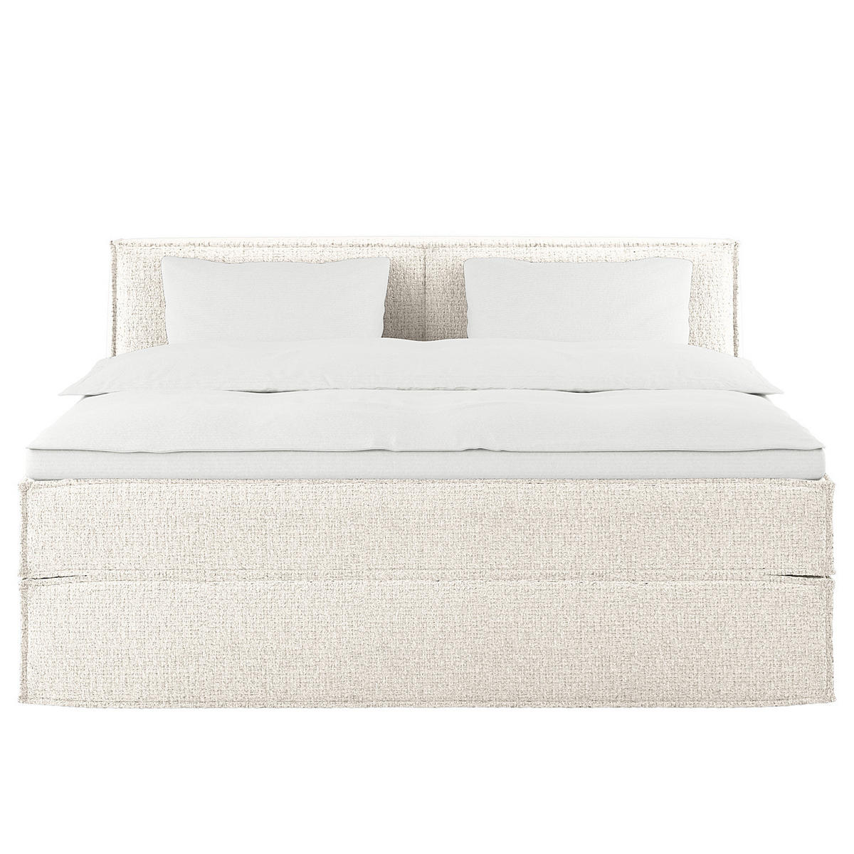 BOXSPRINGBETT mit Kopfteil - Premium - Weiß, Textil (180/200cm) - home24