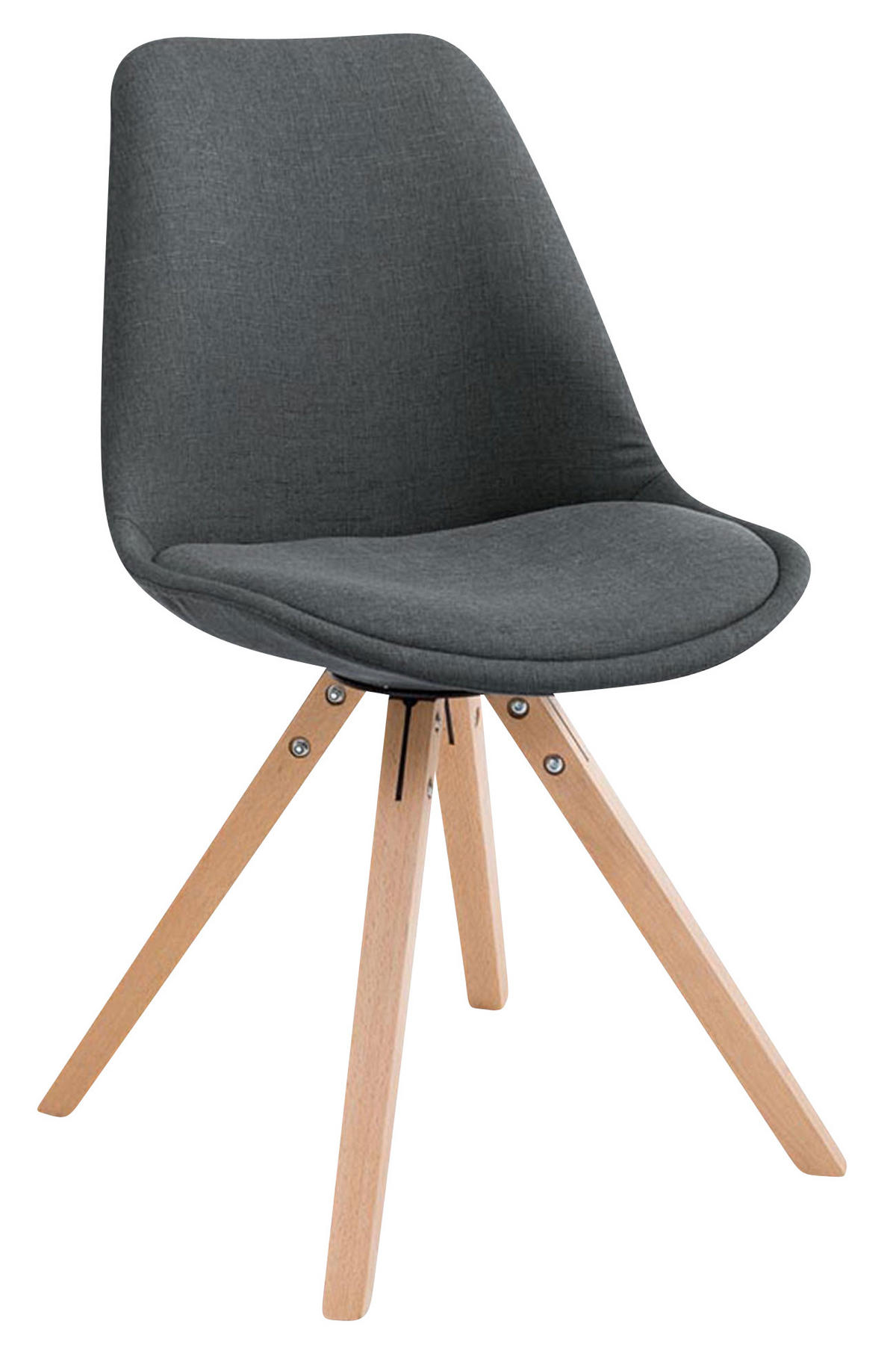 BESUCHERSTUHL Toulon, 4er Set Stoff, Gestell Holz Square Natura Dunkelgrau - Dunkelgrau/Naturfarben, Holz/Buchenholz (48/83/56cm) - TPFLiving