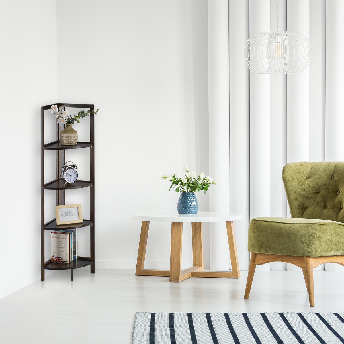 ECKREGAL - Dunkelbraun, Holz (28/120/28cm) - Relaxdays