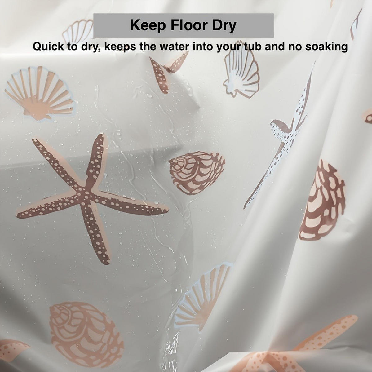 DUSCHVORHANG Seestern PEVA 150 x 180 cm wasserdicht mit Haken ideal für Familien-Badezimmer - Multicolor, Kunststoff (180/150cm) - MCBOSON