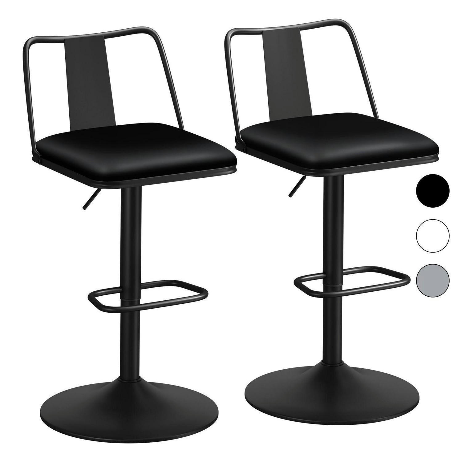 BARHOCKER 2-teiliges Set höhenverstellbar mit Rückenlehne Schwarz - Schwarz, Kunststoff (43/102/43cm)