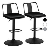 BARHOCKER 2-teiliges Set höhenverstellbar mit Rückenlehne Schwarz - Schwarz, Kunststoff (43/102/43cm)