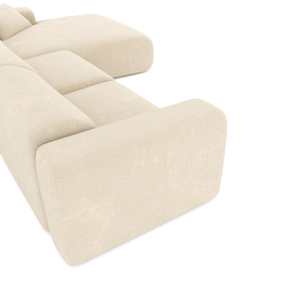 ECKSOFA RECHTS Texturierter Samt Creme 280cm - Creme, Textil (280/95cm) - Sia Home
