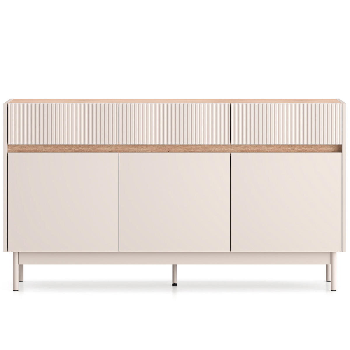 KOMMODE NALIA, Creme/Eiche - Eichefarben/Creme, Holzwerkstoff/Metall (154/85/40cm) - KONSIMO®