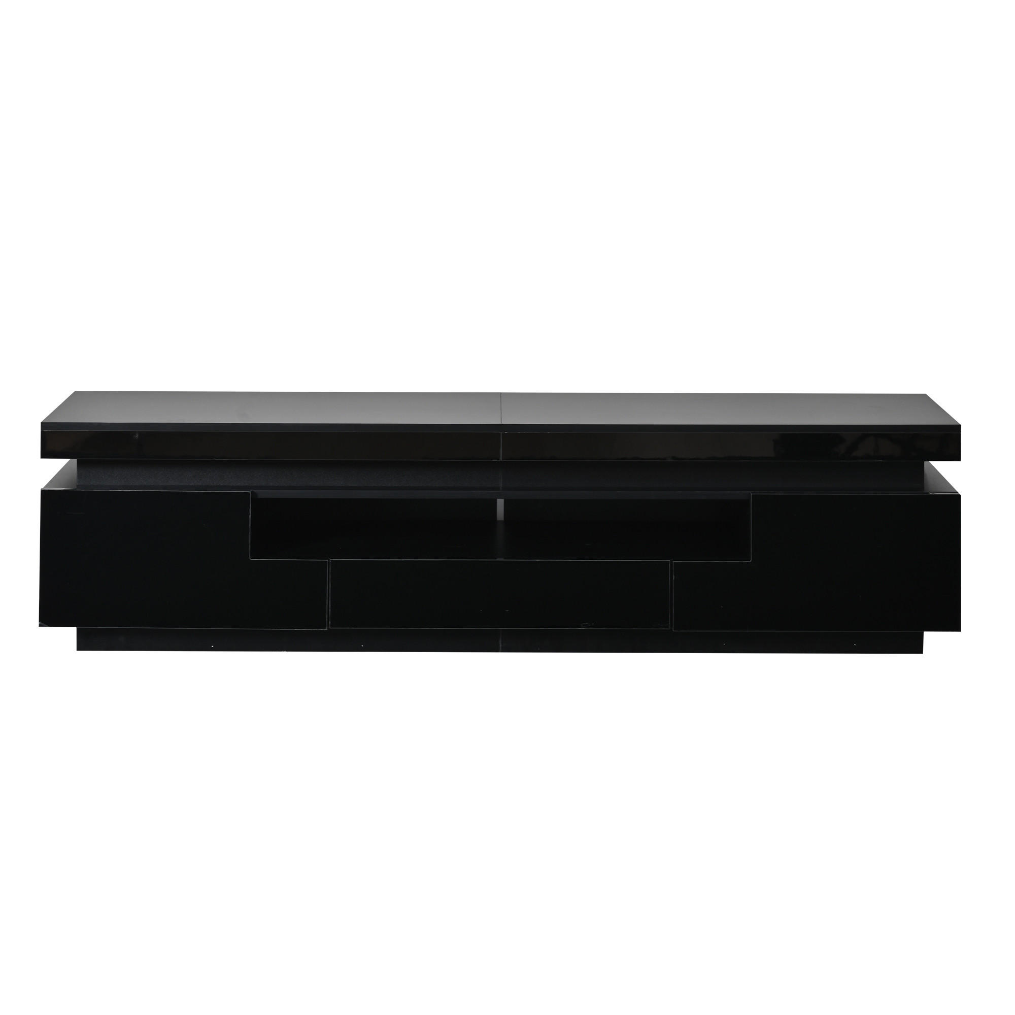 TV-SCHRANK 175/38/45 cm Schwarz Hochglanz mit LED und 1 Schublade - Schwarz, Holzwerkstoff (175/45/38cm) - Oxeza