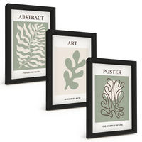 BILDER SET 3er Set - 20x30 cm Schwarzer Rahmen - Poster mit Pflanzenmustern von Matisse - Schwarz, Kunststoff (20/30cm) - TULUP