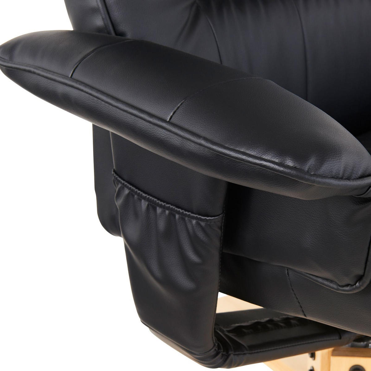 RELAXSESSEL KUNSTLEDER, SET MIT HOCKER CHARLY - Schwarz, Textil (76/87/61cm) - IDIMEX