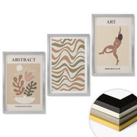 WANDBILDER 3er Set - 40x60 cm Silberner Rahmen - Matisse Boho abstrakte Muster - Silberfarben, Kunststoff (40/60cm) - ArtPrintCave