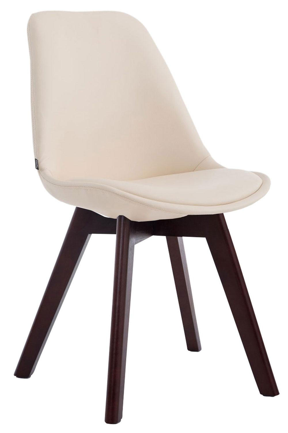 STUHL Lederlook Creme - Walnussfarben/Creme, Holz/Textil (48/84/55cm) - CLP
