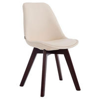 STUHL Lederlook Creme - Walnussfarben/Creme, Holz/Textil (48/84/55cm) - CLP