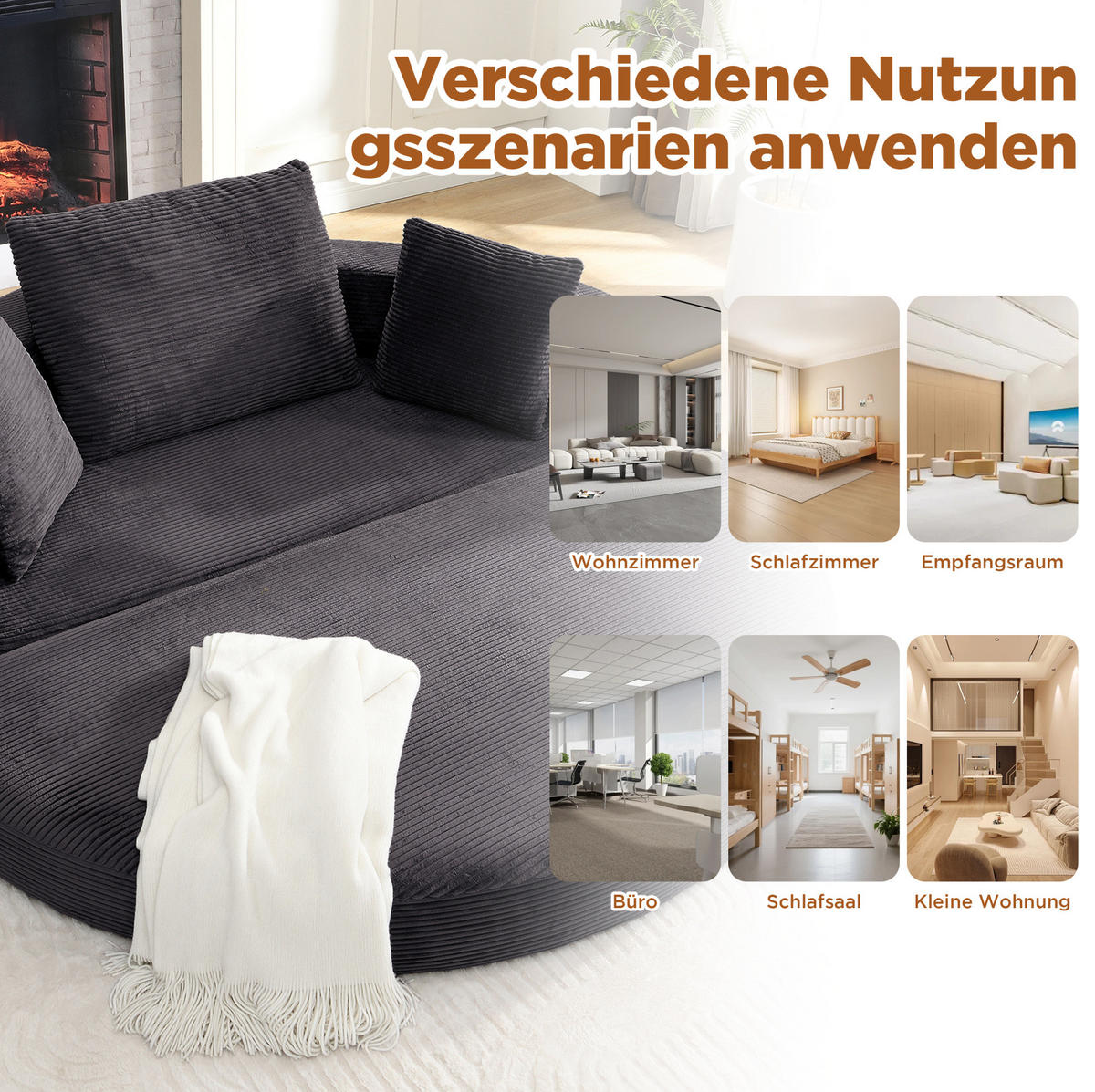 SCHLAFSOFA 173/176/40 cm aus Schaumstoff mit 2-in-1-Funktion Schwarz - Schwarz, Kunststoff (176/40/173cm) - Modenvie