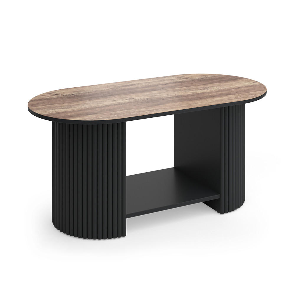 MASUTA DE CAFEA Calero, Stejar rustic/Negru, 100 x 50 cm - stejar sălbatic/negru, compozit lemnos (50/100/45cm) - Vicco