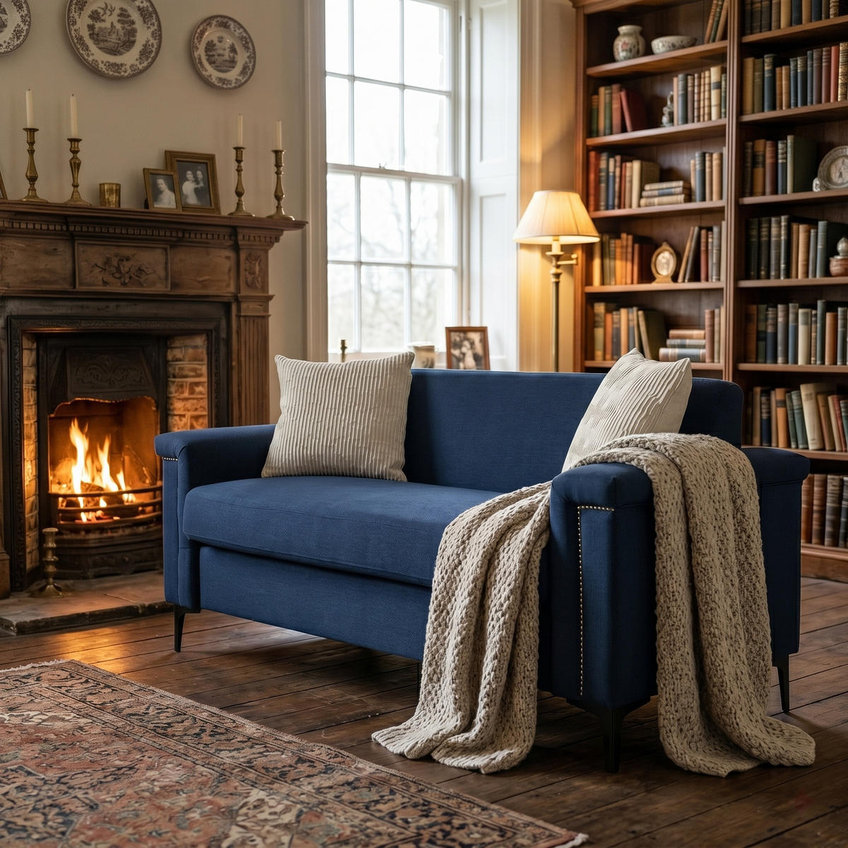 SOFA 2-Sitzer 172/73,5/81,5 cm Blau - Blau, Holz/Textil (73.5/81.5/172cm)