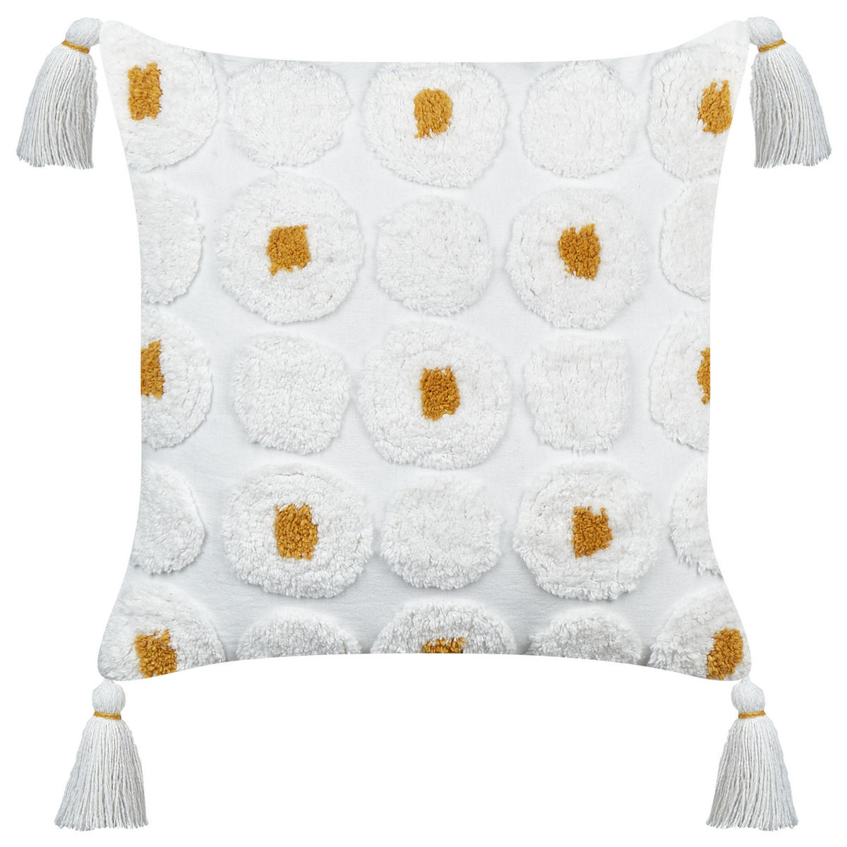 DEKOKISSEN 2er-Set Weiß 45/45 cm Azalia - Gelb/Weiß, Textil (45/45cm) - Beliani