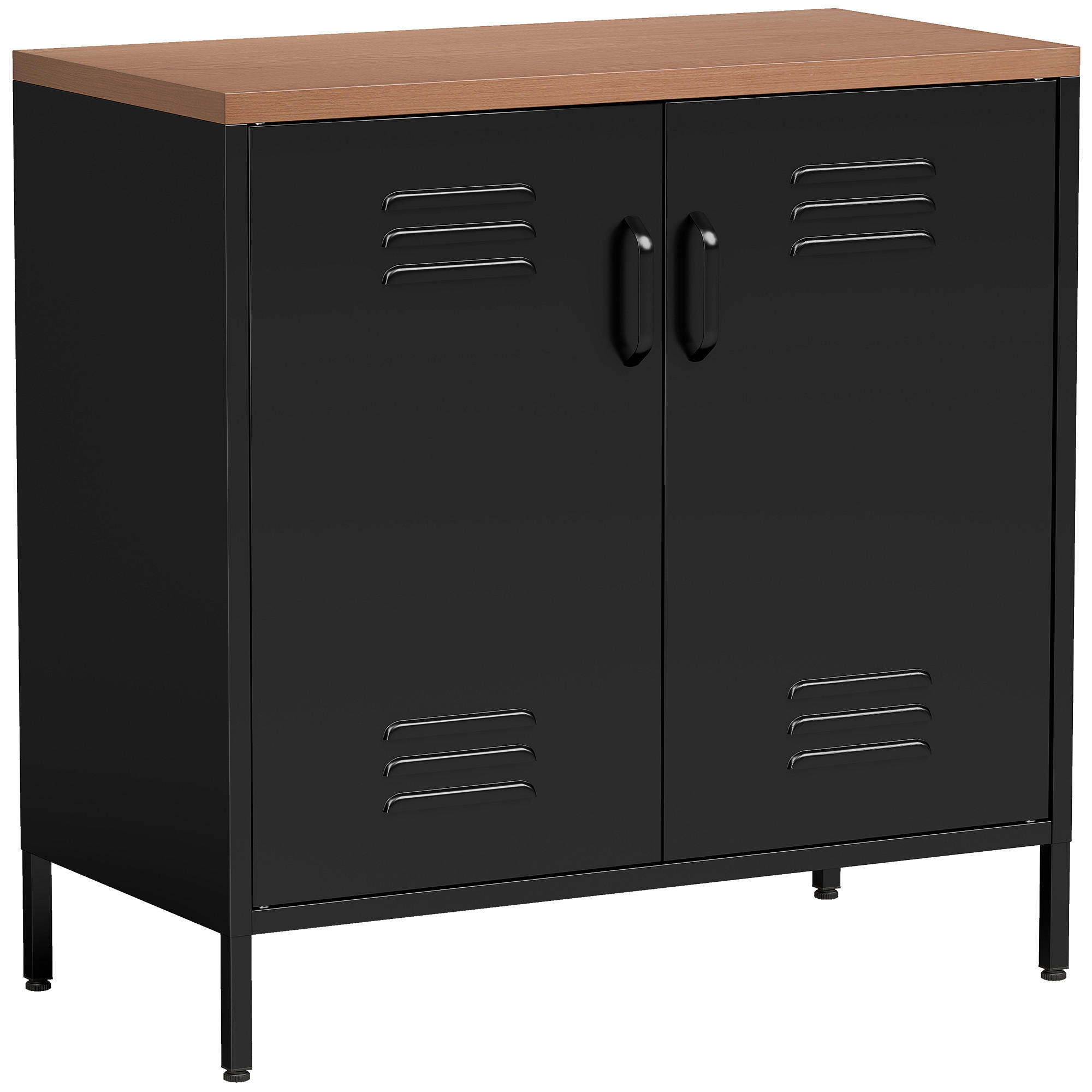 SIDEBOARD Stahl Schwarz - Schwarz, Kunststoff/Metall (40/80/80cm) - HOMCOM