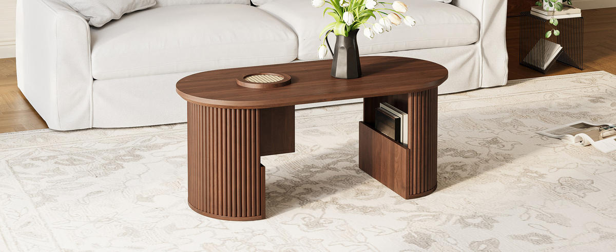 COUCHTISCH Retro Nussbaum 105x50x46 cm - Nussbaumfarben, Holz (50/105/46.5cm) - LEBENLANG