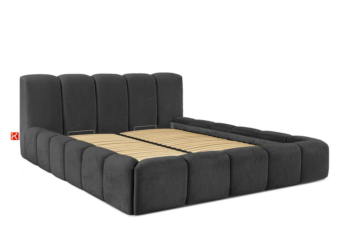 POLSTERBETT OLMIRA - Anthrazit/Schwarz, Holz/Holzwerkstoff (182/203cm) - KONSIMO®