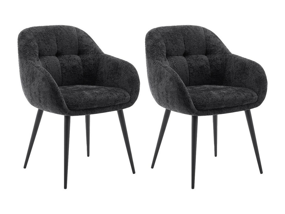 STUHL mit Armlehnen 2er-Set - Strukturstoff & Metall - Schwarz - LASSANDRA - Schwarz, Textil (59/81/59cm) - Pascal Morabito