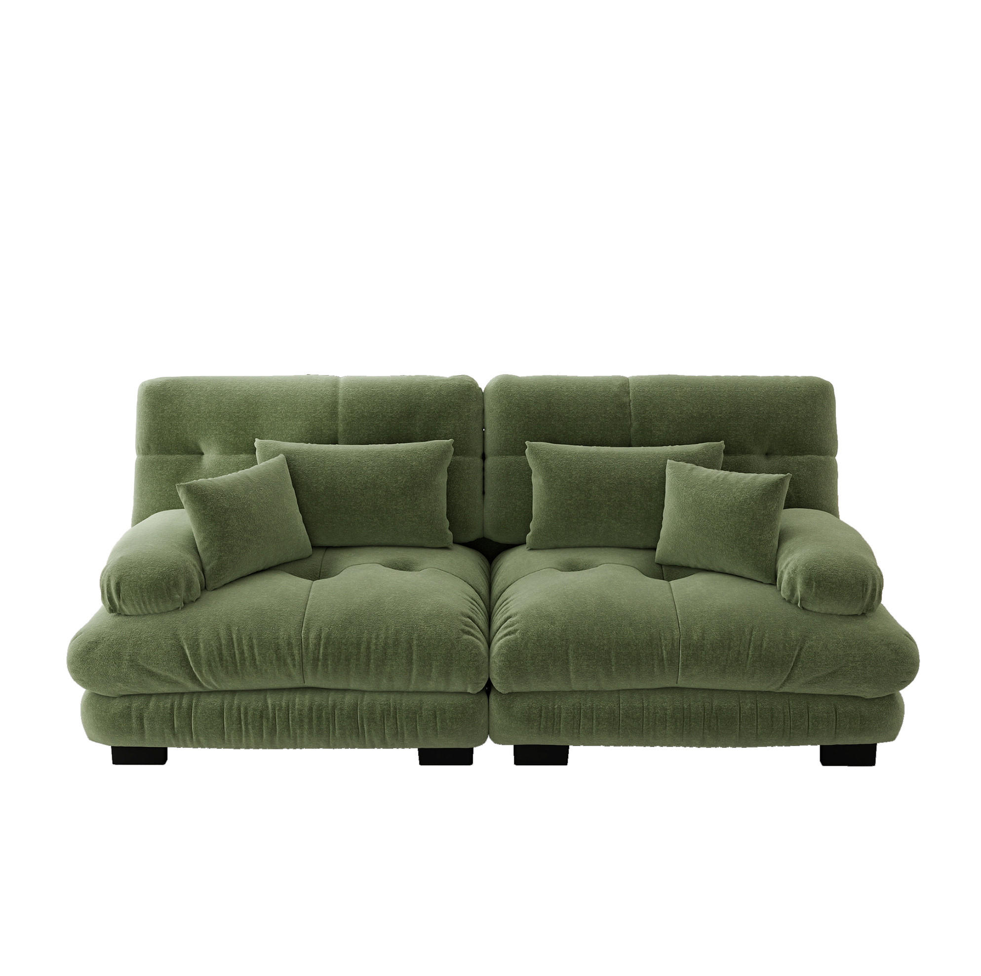 ECKSOFA 220/77/81 cm grün aus Chenille mit modularem Design und Kissen - Grün, Textil (77/220cm) - OKWISH