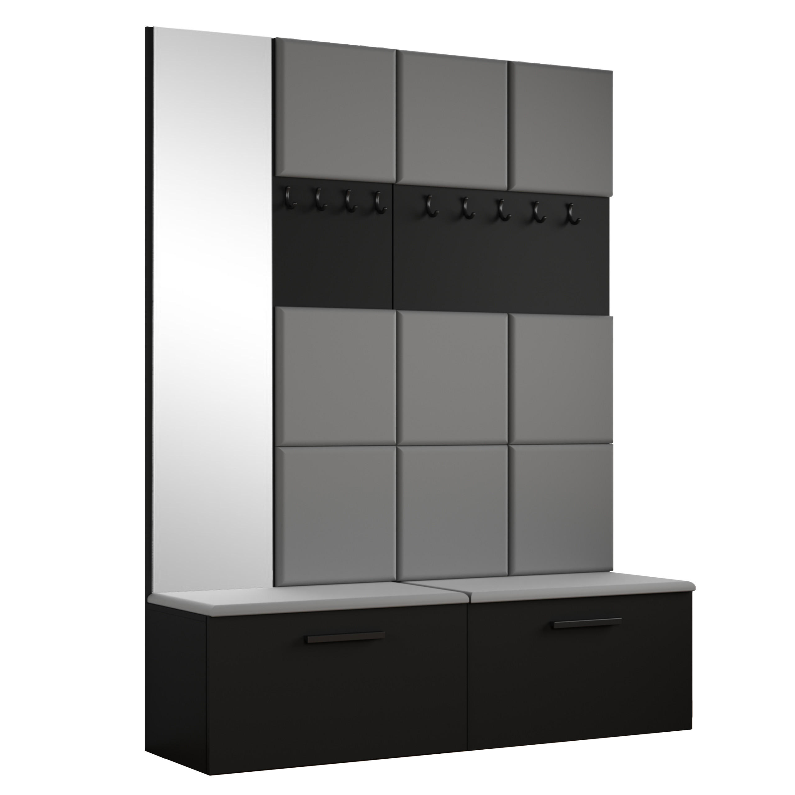 Masseno Garderobenschrank Schwarz 161.2x204x40 cm