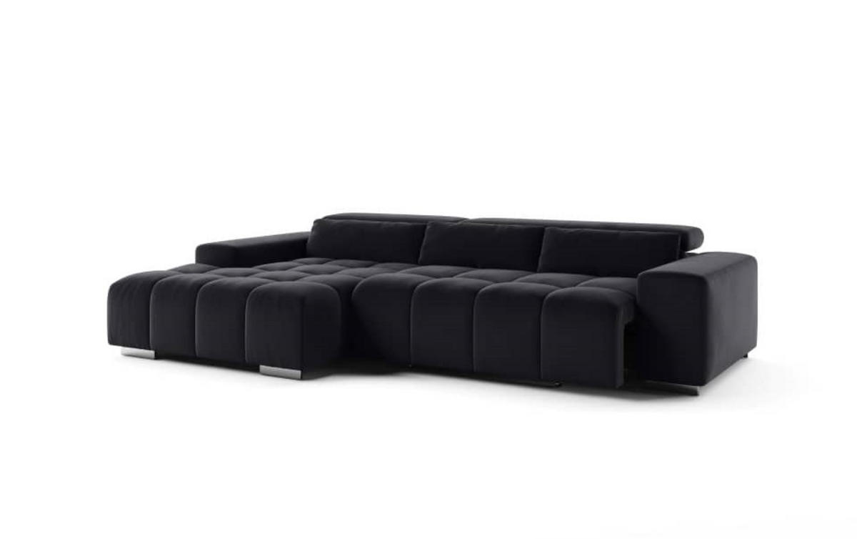 ECKSOFA mit elektrischem Sitzvorschub und verstellbaren Kopflehnen - Chromfarben/Schwarz, Textil (307/186cm) - Cotta