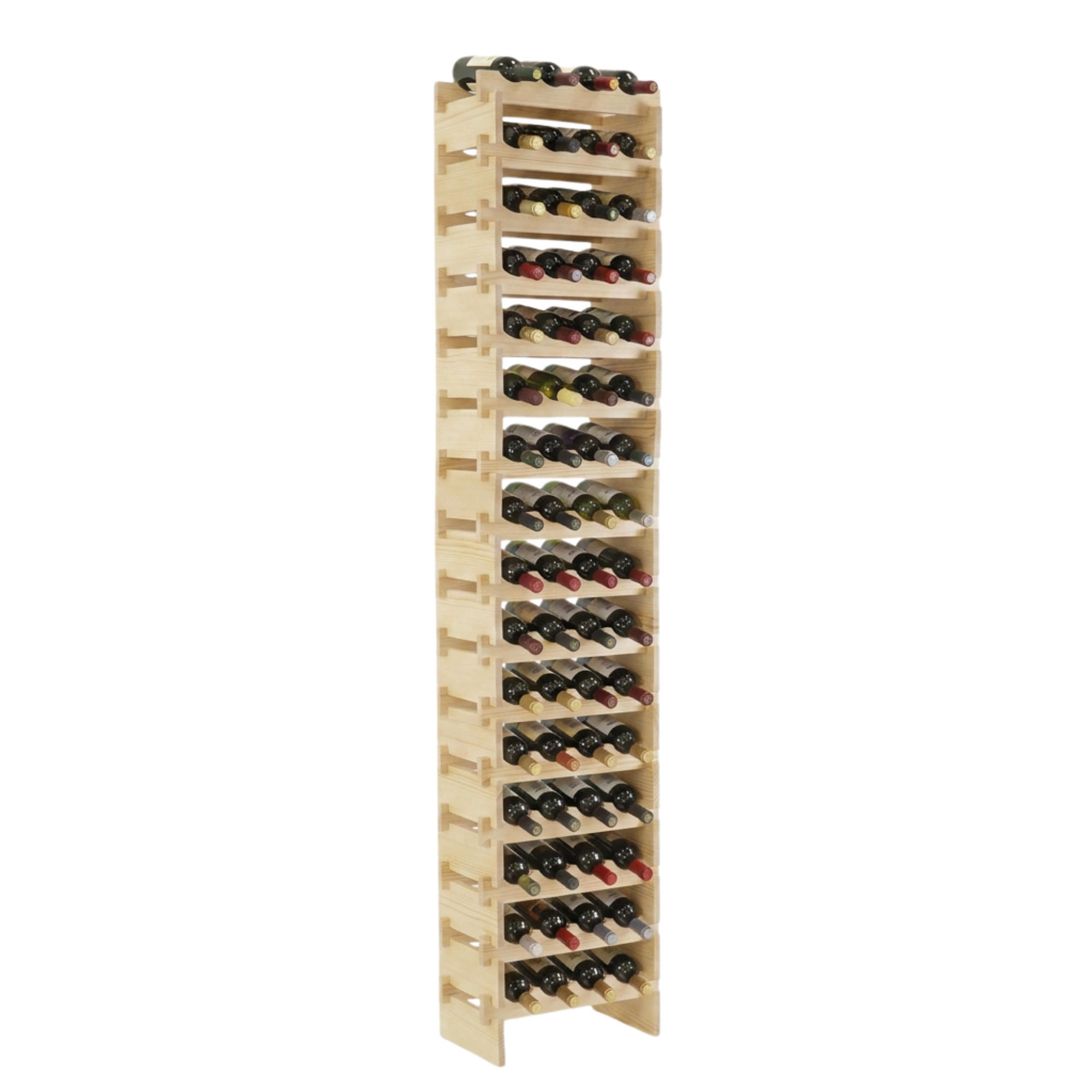 WEINREGAL NAVARRA aus Holz 219x46x28cm 64 Flaschen auf 16 Ebenen Natur unbehandelt - Naturfarben, Holz (46/219/28cm) - PROREGAL