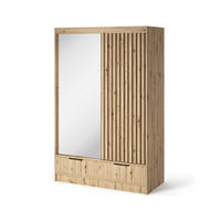 SCHIEBETÜRENSCHRANK - Schrank Yoga 120 mit Spiegel - Eiche Artisan - Schwarz/Eiche Artisan, Holzwerkstoff/Metall (120/204/60cm) - Möblo