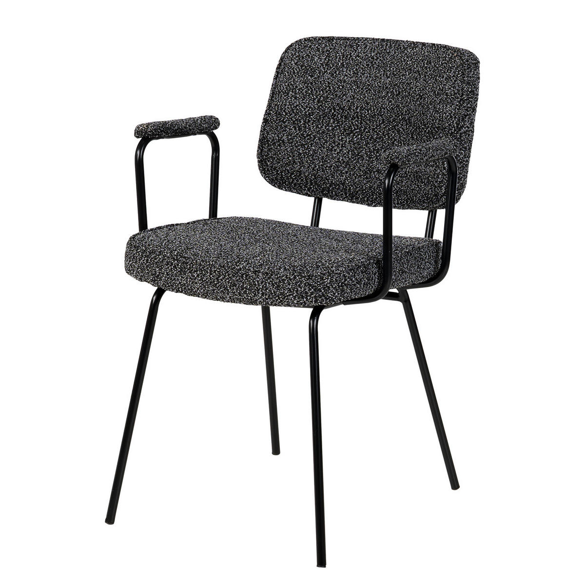 POLSTERSTUHL - 2er-Set - Metall / Textil - Schwarzweiß - Schwarz/Weiß, Textil/Metall (58/80/60cm) - home24
