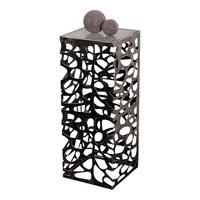 SÄULE Enza Metall antik-silber - Silberfarben, Metall (27/27/72cm) - DESIGN DELIGHTS