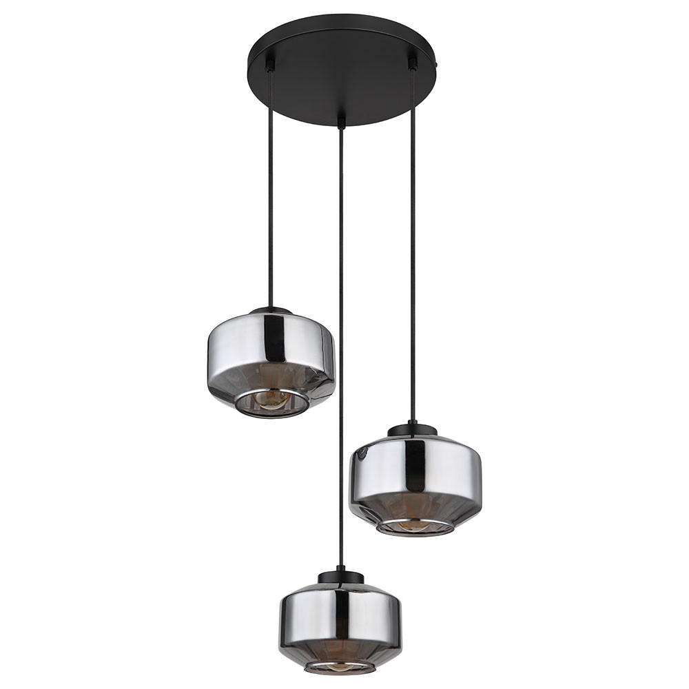 HÄNGELEUCHTE Metall Glas Schwarz - Schwarz, Glas (40/40/120cm) - Globo Lighting