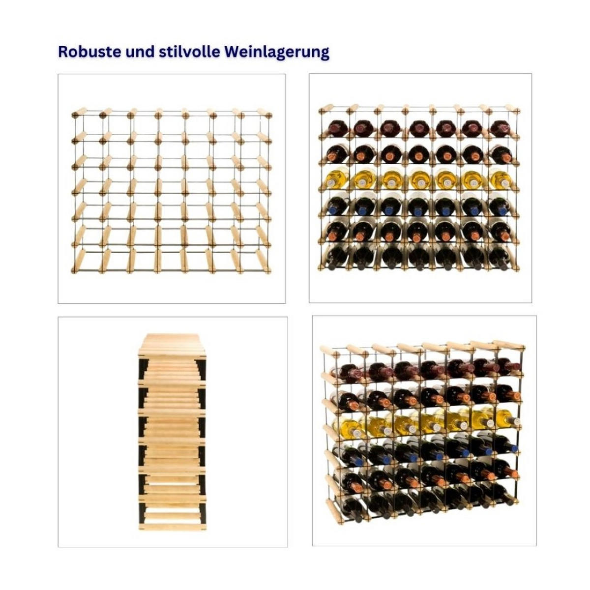 WEINREGAL Vinotega Mod Metal 62,5x72,5x24,5 cm 7x6 Flaschen Massives Kiefernholz Braun Geölt - Braun, Holz (72.5/62.5/24.5cm) - PROREGAL