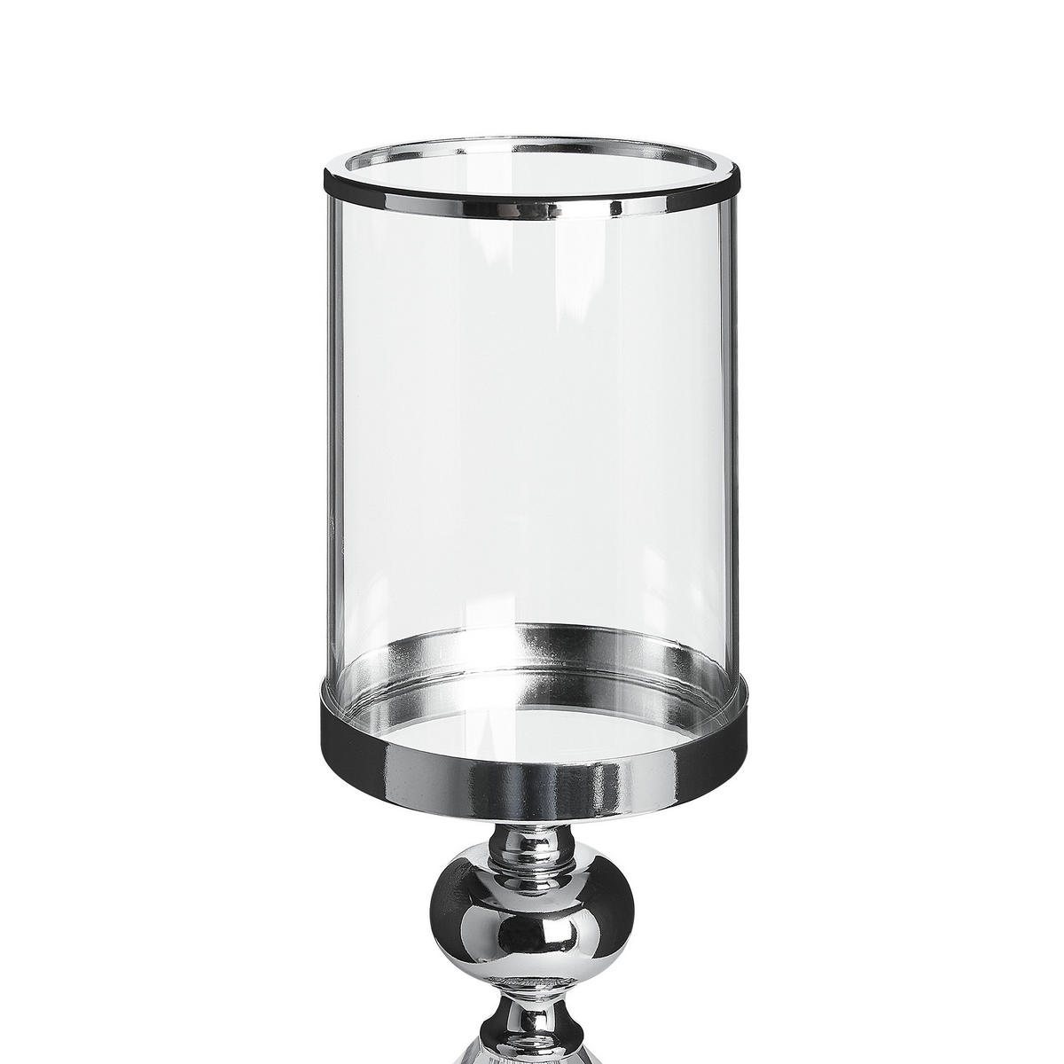 KERZENSTÄNDER Silber Bonao - Silberfarben, Glas (12/42/12cm) - Beliani