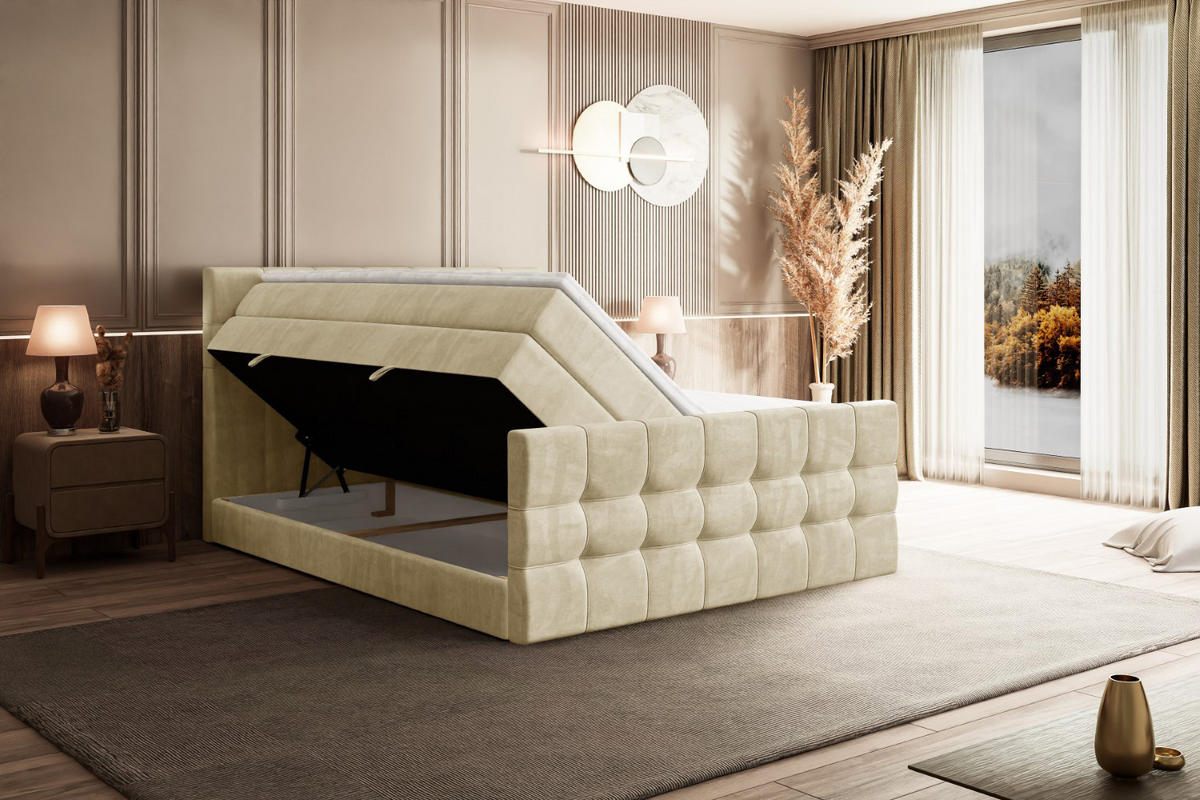 BOXSPRINGBETT BERO-Z KING - 120 x 200 - H3/H4 - Beige - Beige, Holzwerkstoff (120/200cm) - ALTDECOR
