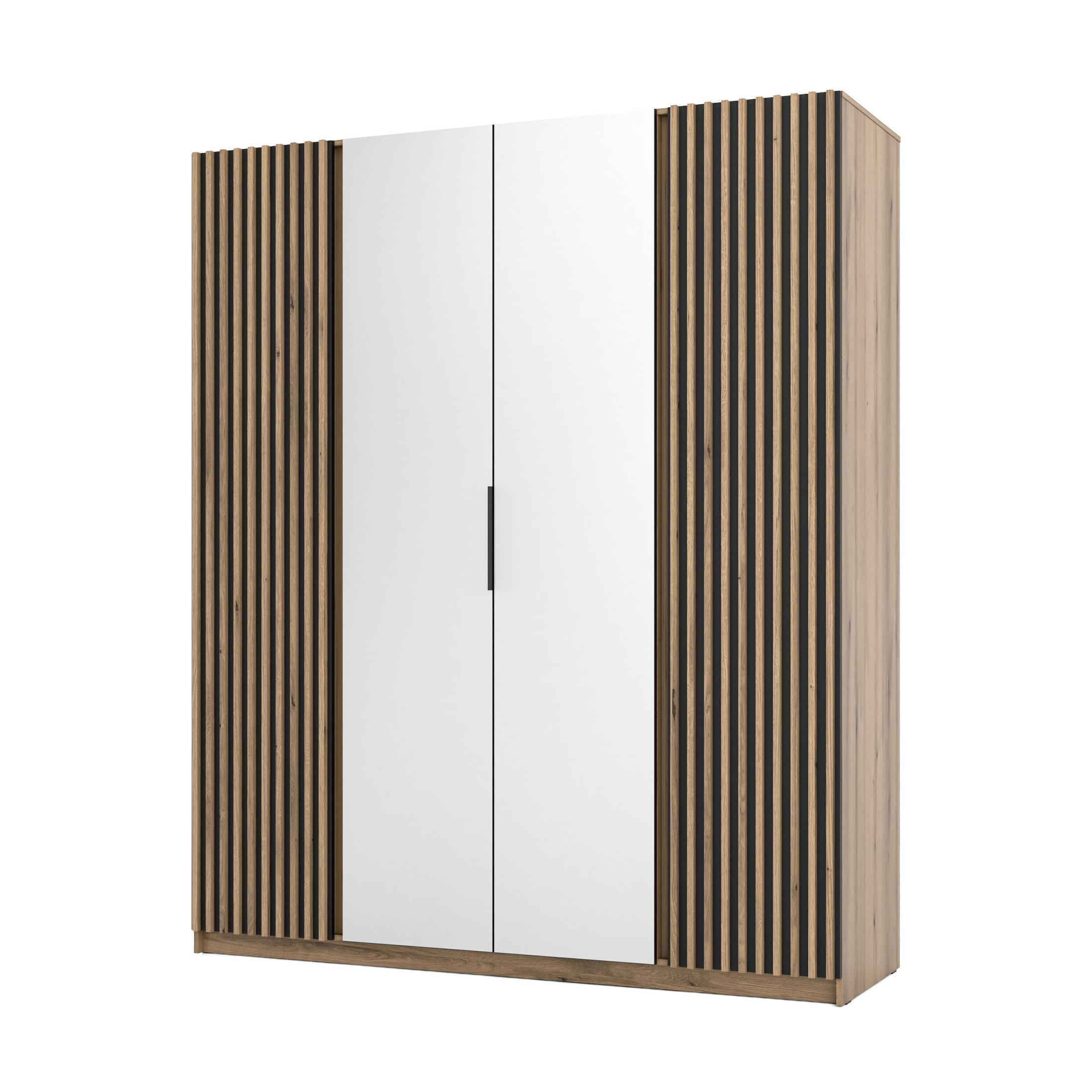 AX Living Kleiderschrank Eiche, Schwarz 200x239x61.9 cm