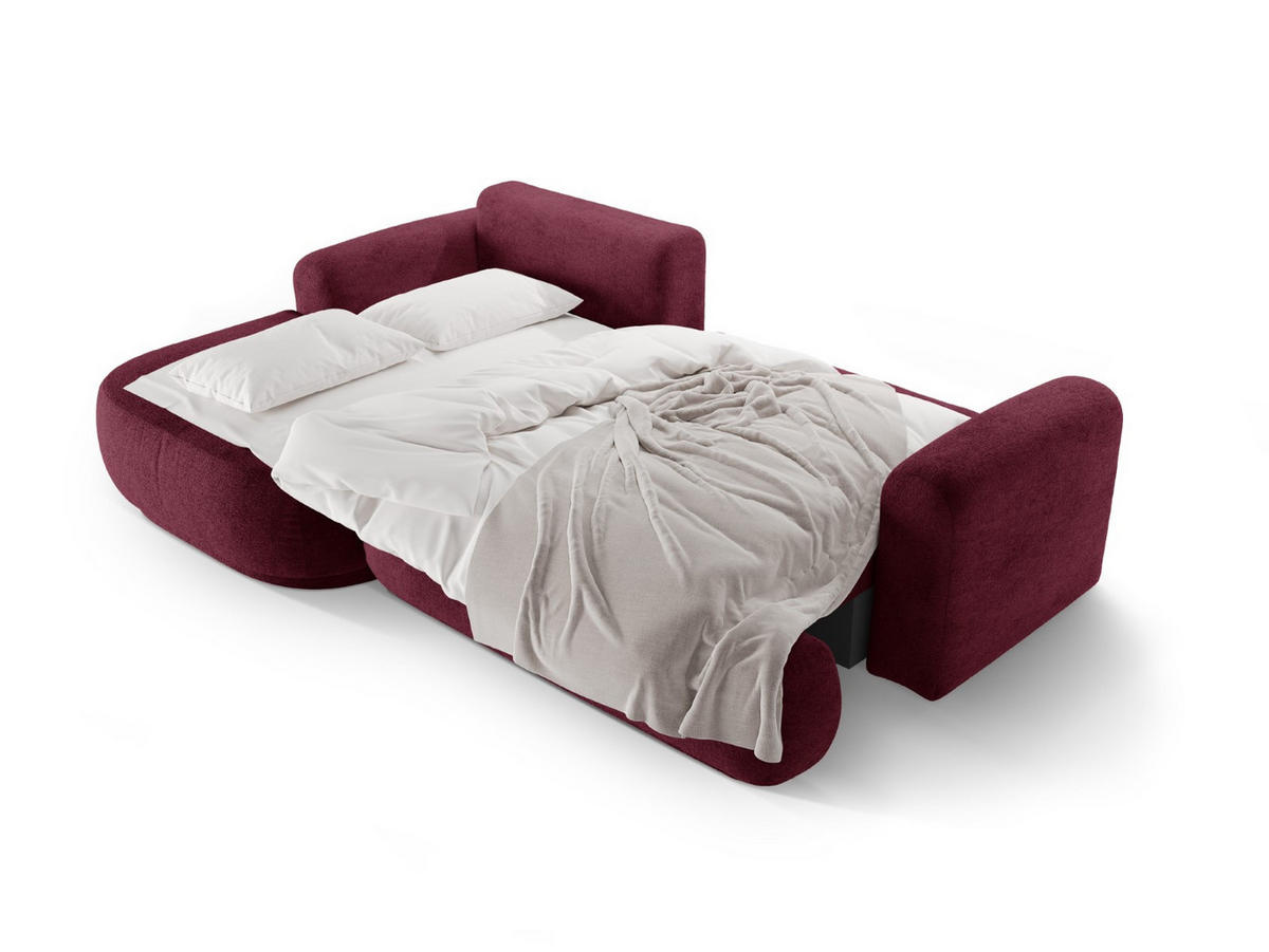 SCHLAFSOFA modular mit Bettkasten links Ella aus strukturiertem Stoff burgundfarben 5 Sitzplätze - Bordeaux, Textil (174/271cm) - Micadoni