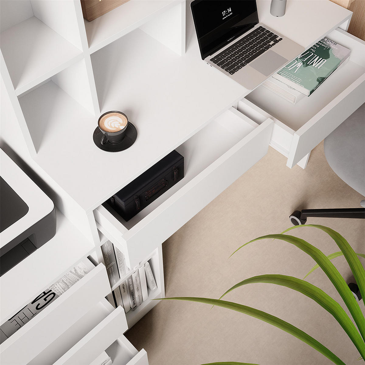 SCHREIBTISCH Anja Weiß 139.8 x 40 cm mit Schubladen - Weiß, Holzwerkstoff (40/139.8/115cm) - Vicco