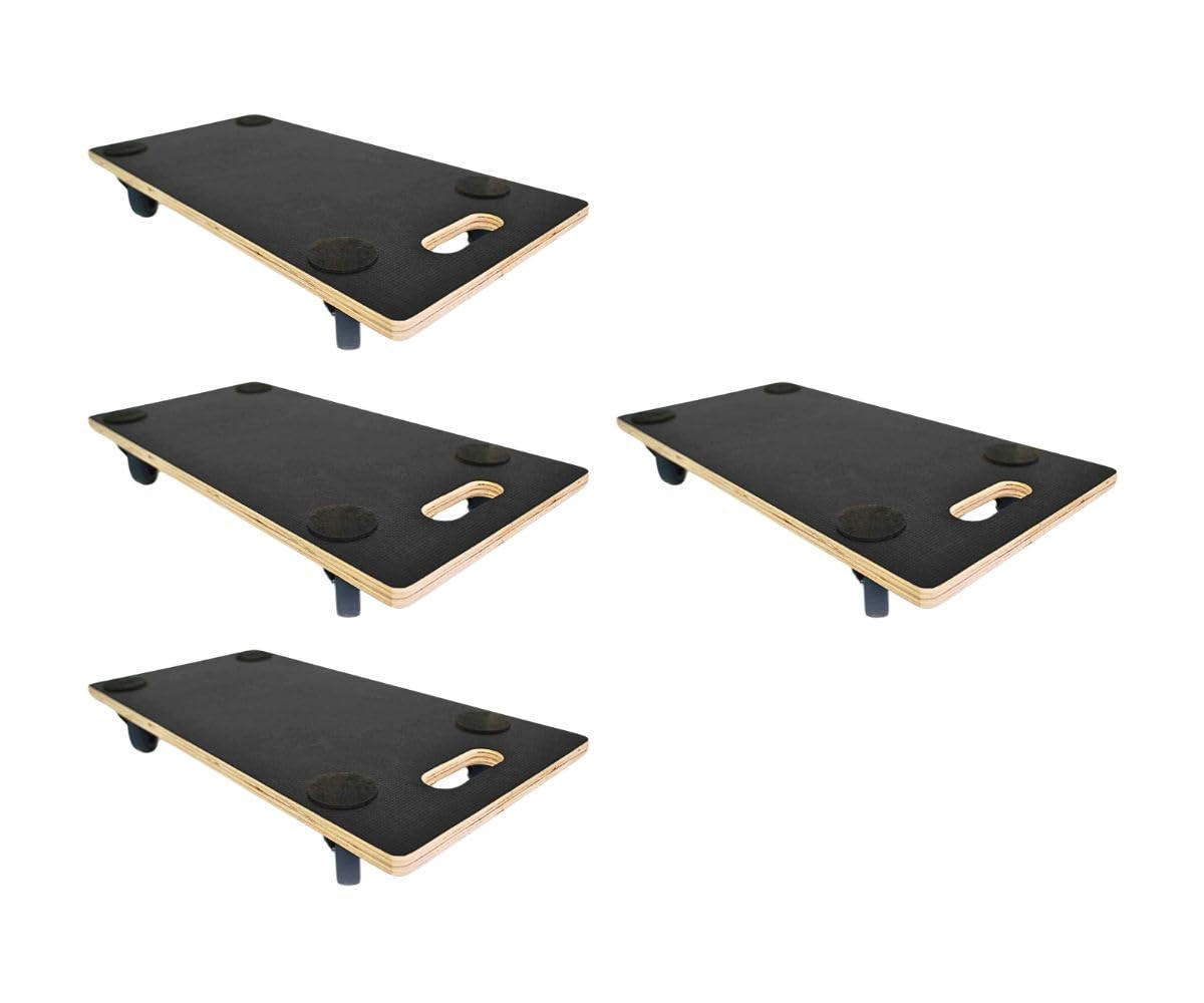 TRANSPORTROLLER 4er-Set mit 4 Rollen 11,5x30x60cm Traglast 200kg Siebdruck Holzplatte Schwarz - Schwarz, Holzwerkstoff (60/30/11.5cm) - PROREGAL