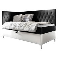 BOXBETT Filip Junior 3, Seite zum Öffnen des Bettkastens: Links - Schwarz/Weiß, Holz (100/200cm) - MIRJAN24