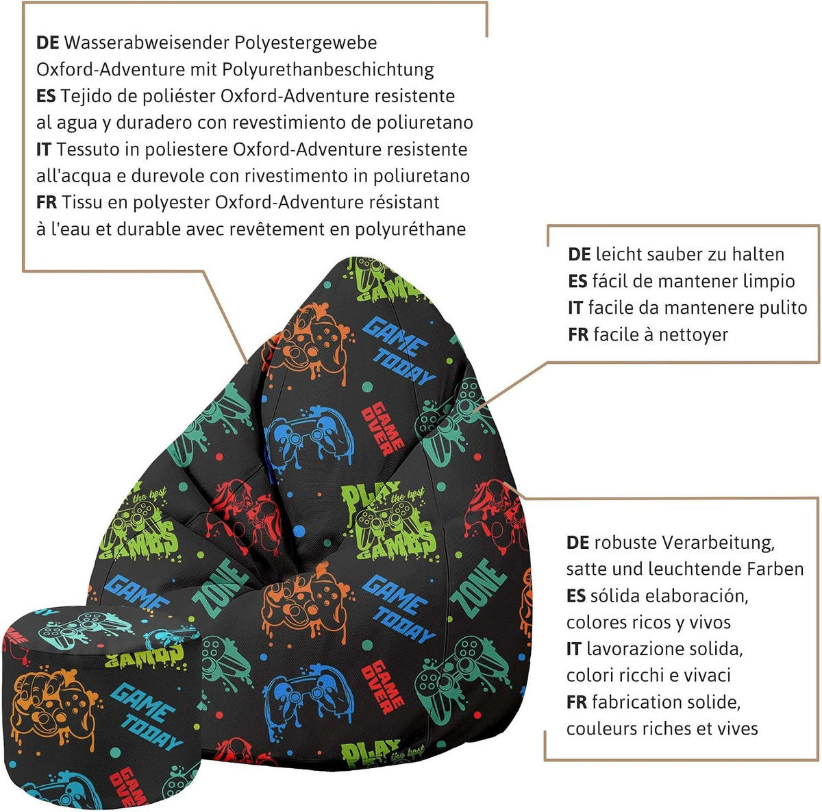 SITZSACK PEARSHAPE MIT FUßSTÜTZE Velvet 2-tlg Game Zone M - Dunkelgrün, Textil (70/120/70cm) - Dreamroots