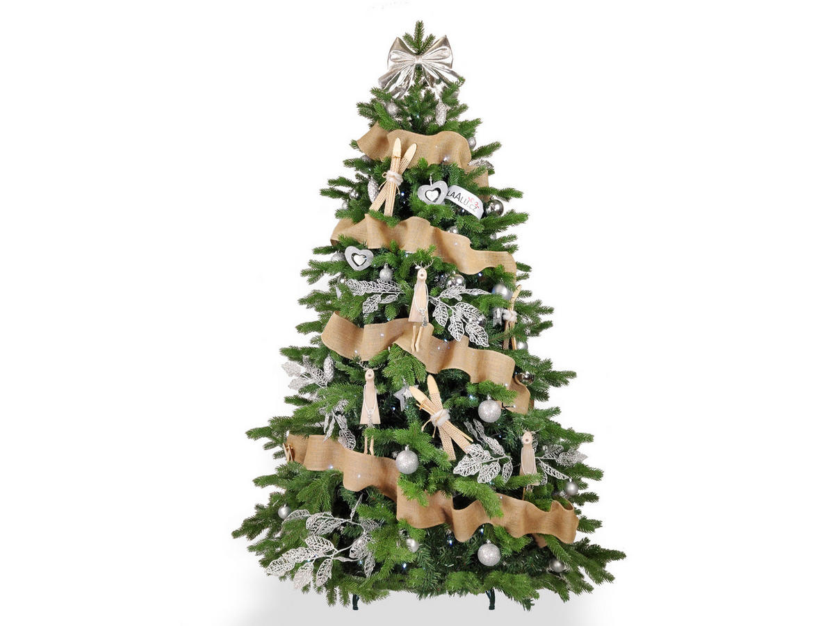 LAALU CHRISTBAUMKUGEL-SET 136 Stück in Luxusbox NORDWINTER für Weihnachtsbäume 240-270 cm - Silberfarben/Weiß, Holzwerkstoff/Kunststoff (55/50/75cm) - LAALU
